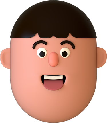 Vertical Oval 3D Head - Young Korean Guy